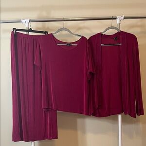 Elegant Burgundy Women's Three Piece Skirt Set